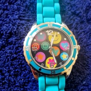 Accutime colorful Graphic Watch with tourqoise Strap